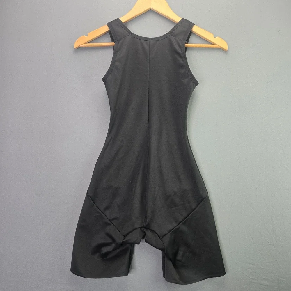 Naomi & Nicole Shapewear Bodysuit 7071 Size SM Black Open Bust Thigh Slimmer